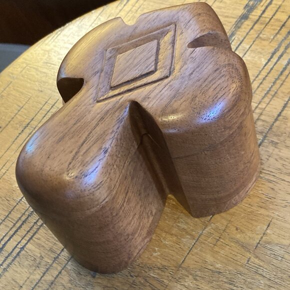 Vintage Wooden Cross shaped Puzzle Trinket Box Lidded Handmade Carved Wood - Picture 3 of 11